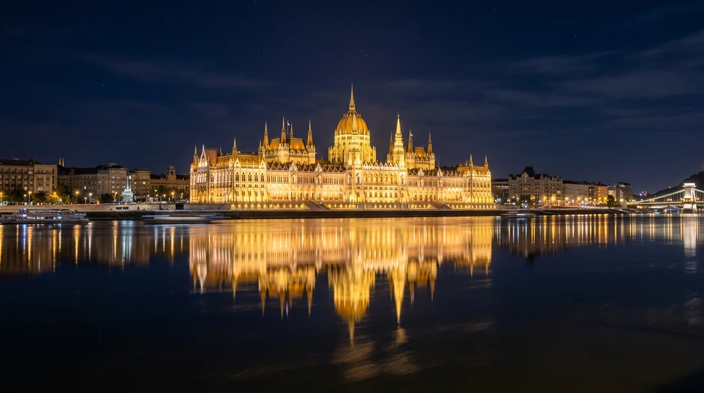 Best IPTV Hungary - Parliament night reflection Danube